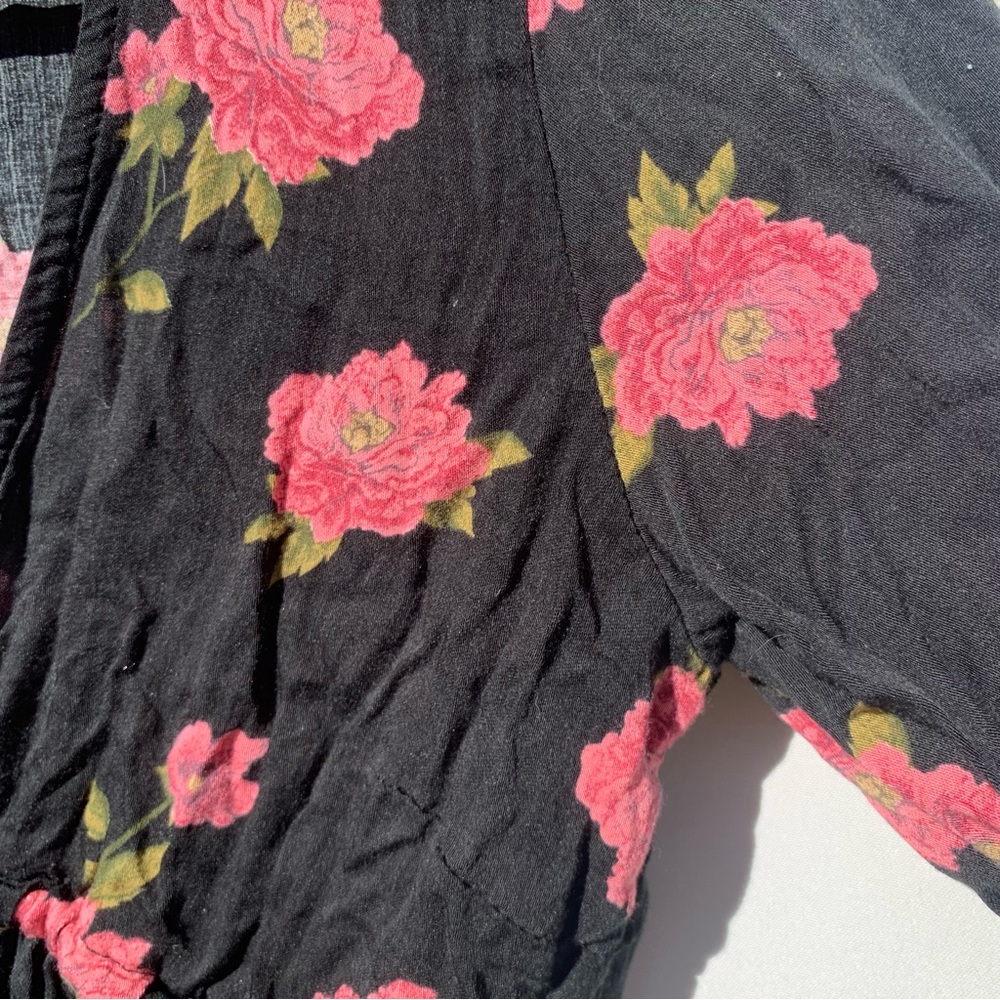 Don’t Ask Why floral cropped mutton Angel sleeve viscose cottage boho top OS - Picture 6 of 14
